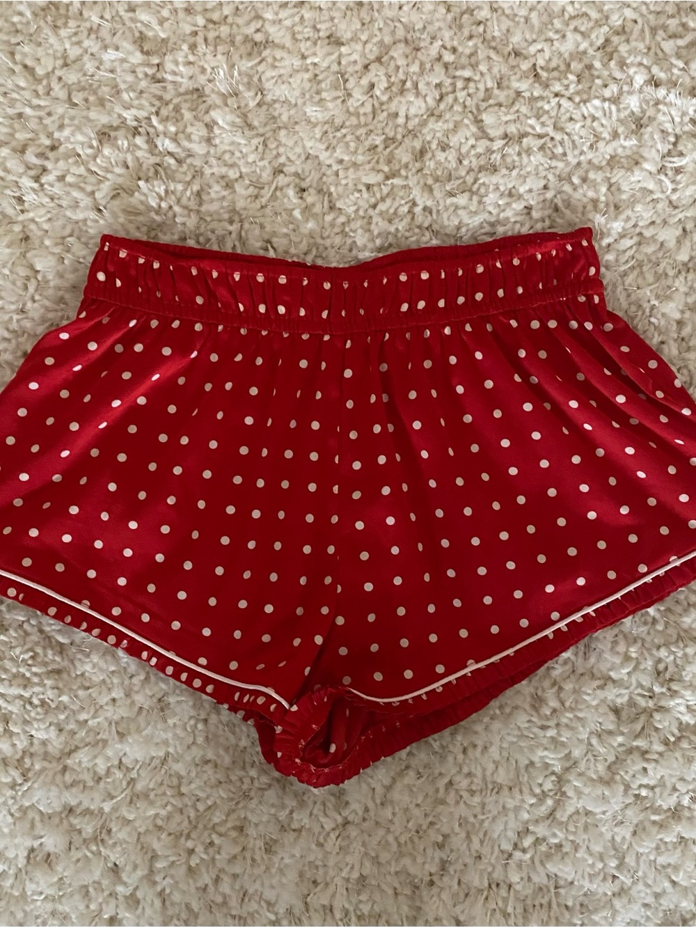 For Love and Lemons Red Polka Dot Satin Shorts